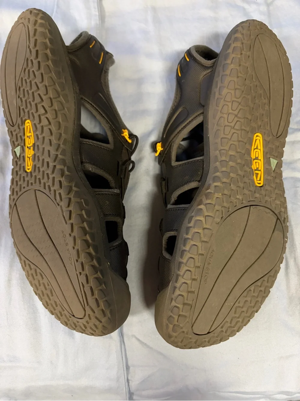 Keen Men’s Black Sandals with Yellow Accents Size 12